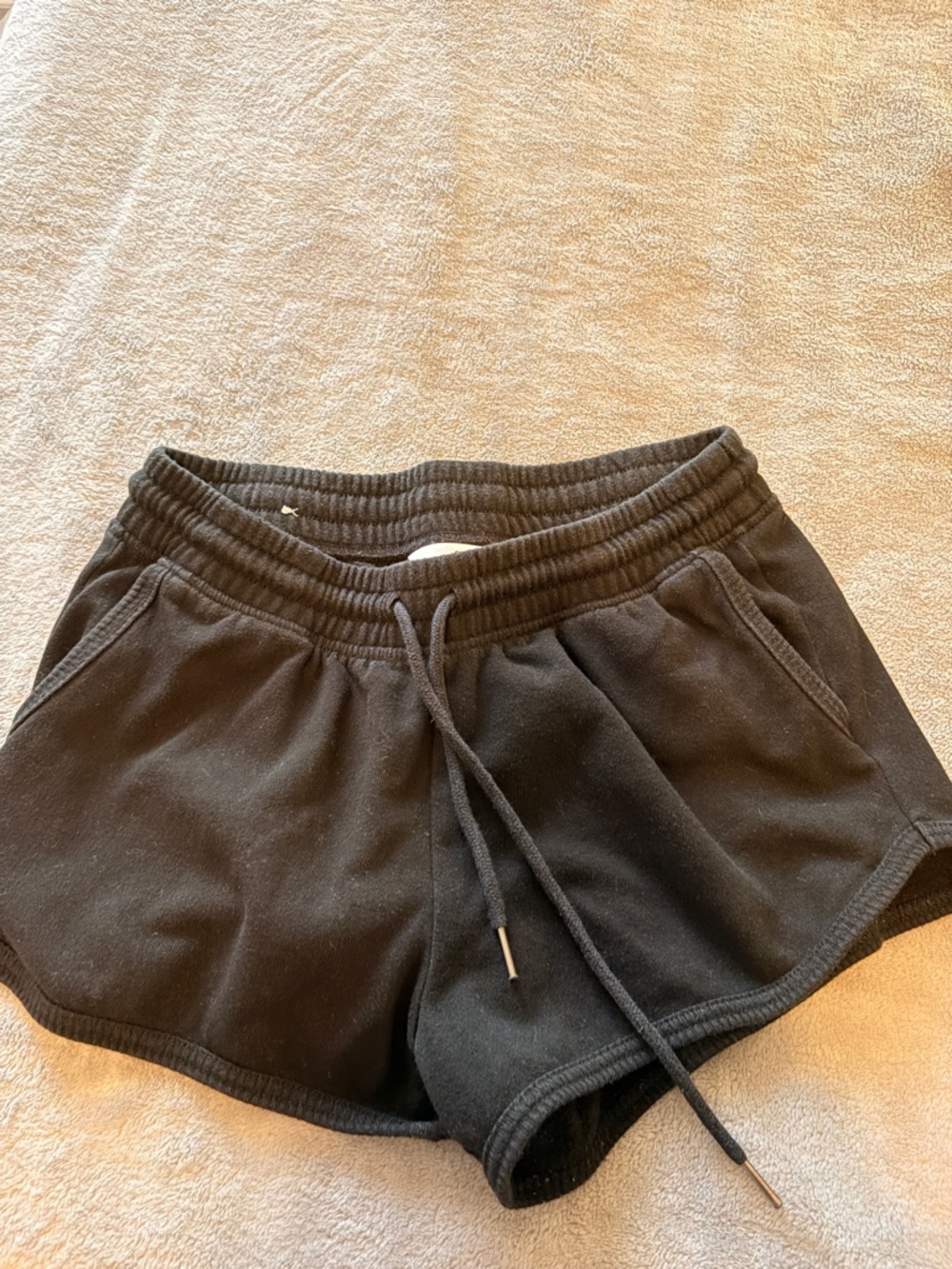 Women's Black Athletic Drawstring Waist Shorts with Side Pockets